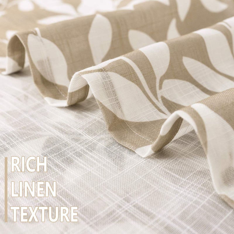 Treatmentex Leaf Valance Window Curtain for Kitchen Basement Bedroom 52" W x 15" L Taupe and White 1 Panel - Image 3